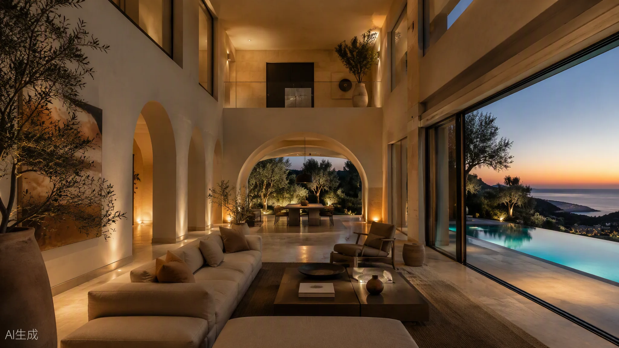 Mediterranean interior and terrace; illustrative preview for a forthcoming splat